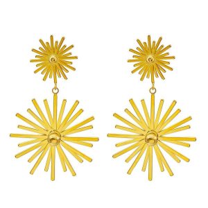 Goldplated Crystal Flower Leverback Earrings