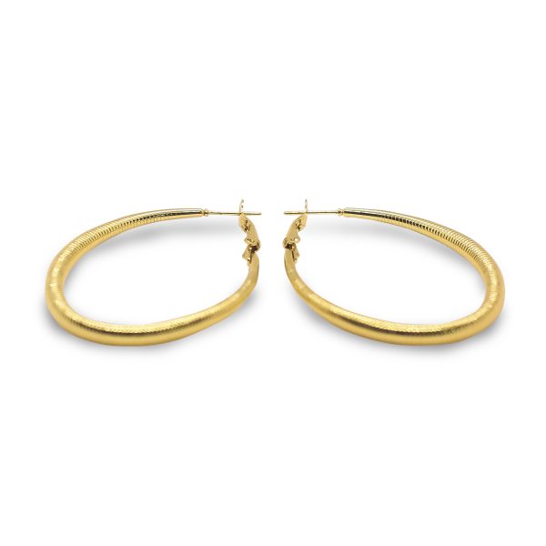 Oval golden hoops earrings - Image 3