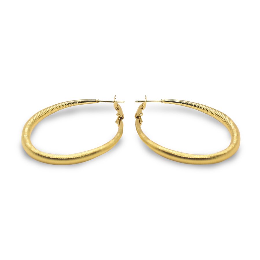 Oval golden hoops earrings - Image 3