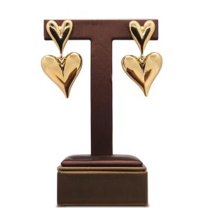 Golden double heart earring