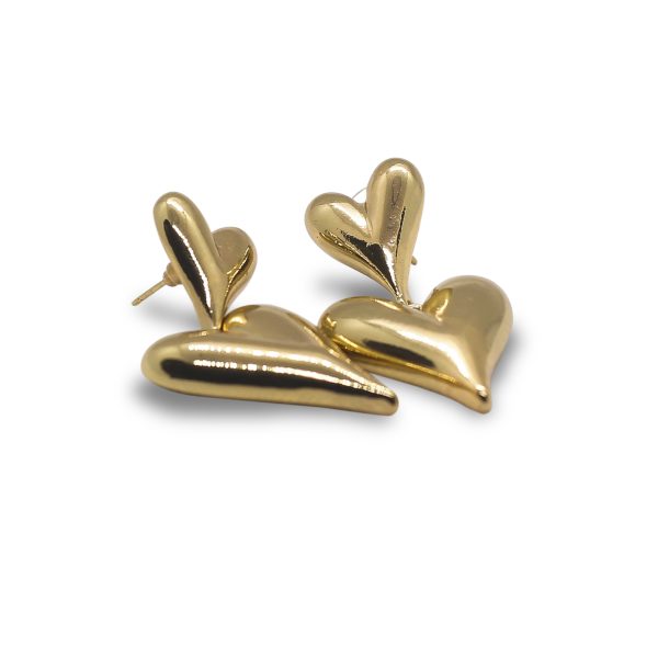 Golden double heart earring - Image 2