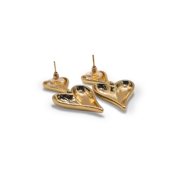 Golden double heart earring - Image 4