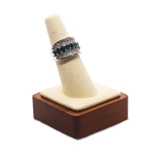 White and green cubic zirconia ring