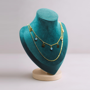 Clover leaf and Evil eye multi layered chain