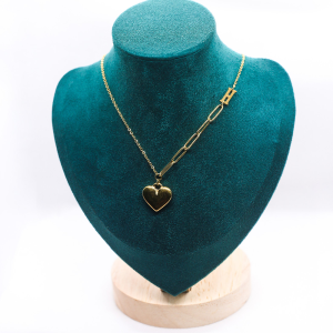 Golden heart linked chain with H