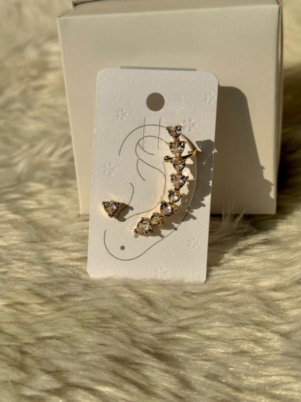 Champange gold Curve Ear Cuff + Stud earrings