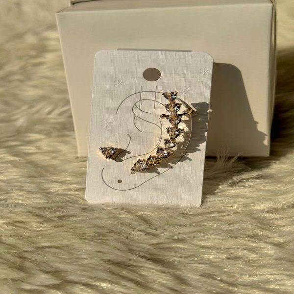 Champange gold Curve Ear Cuff + Stud earrings