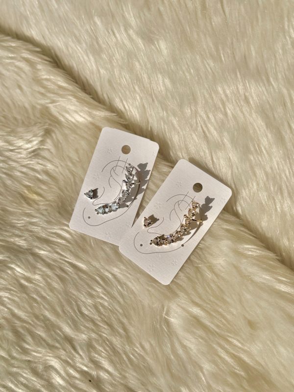 Champange gold Curve Ear Cuff + Stud earrings - Image 3