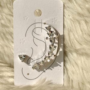 Silver Curve Ear Cuff + Stud earrings