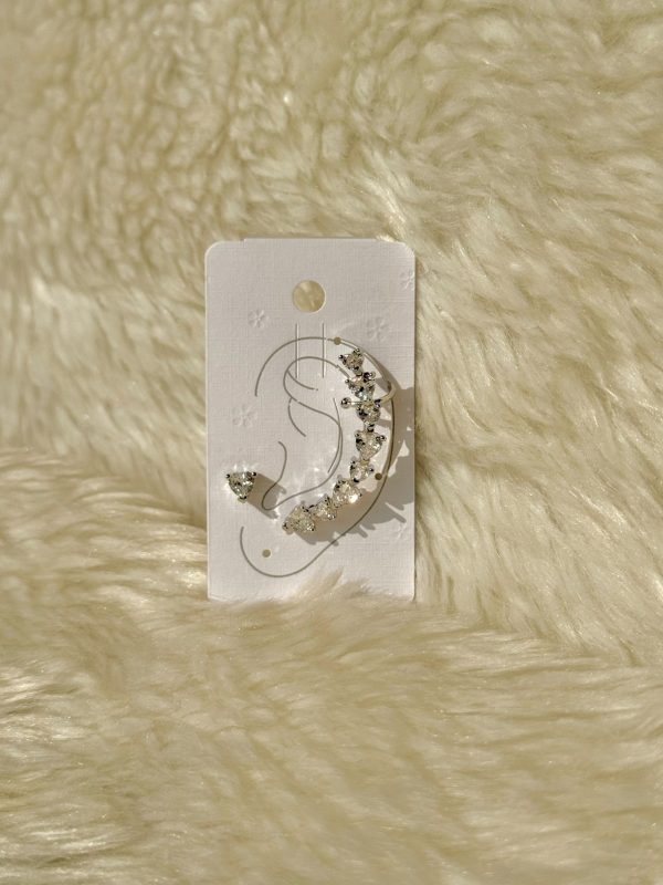 Silver Curve Ear Cuff + Stud earrings - Image 2
