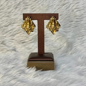 Golden pyramidal textured chunky earrings