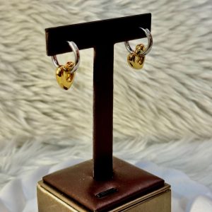 Duo tone heart in hoop two way earrings