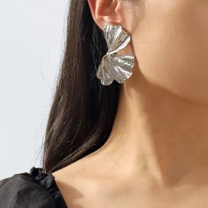 Ginko biloba silver earring earrings