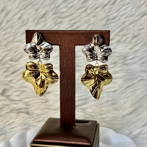 Duo-tone leaf earrings