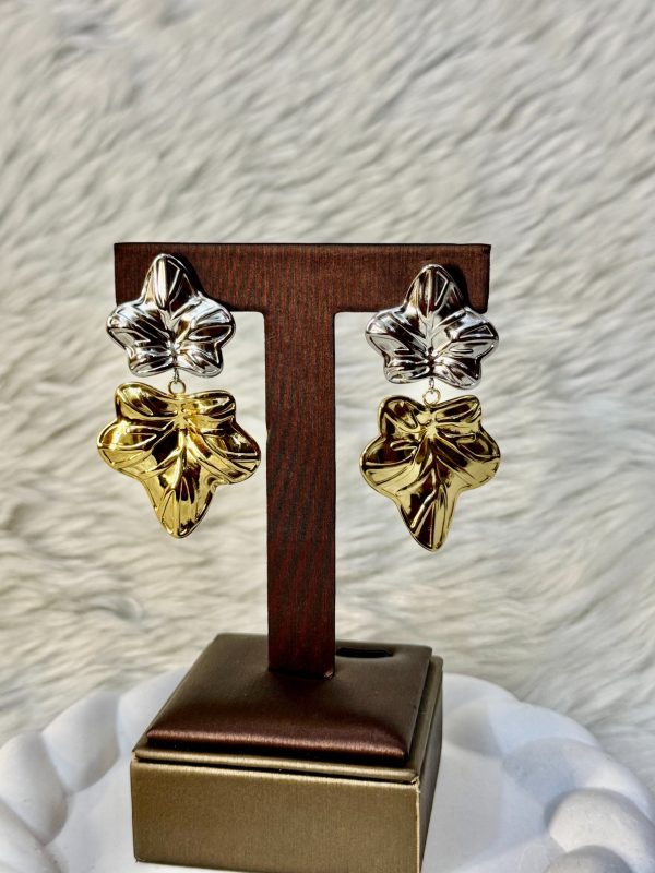 Duo-tone leaf earrings