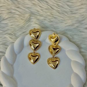 Layered dangling heart large earrings