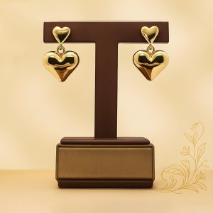 Golden Dangle heart earrings