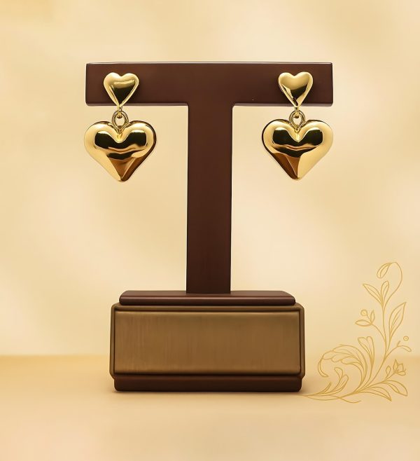 Golden Dangle heart earrings