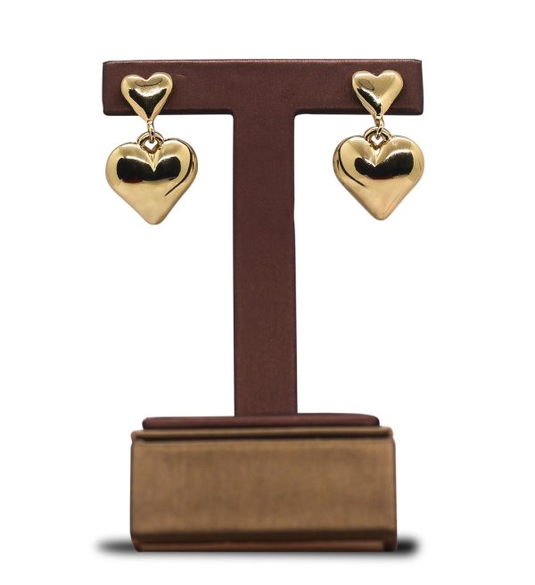 Golden Dangle heart earrings - Image 2