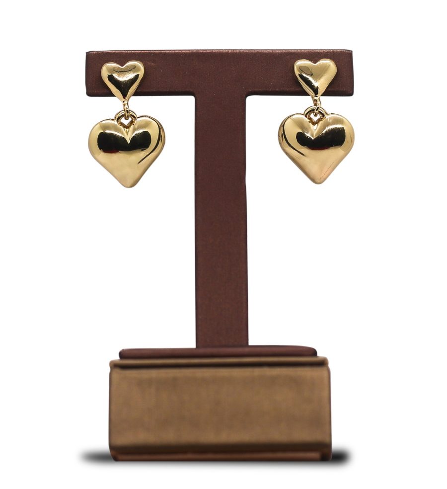 Golden Dangle heart earrings - Image 2