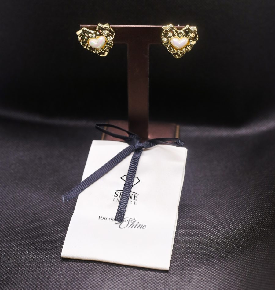 Pearl encrusted heart earrings