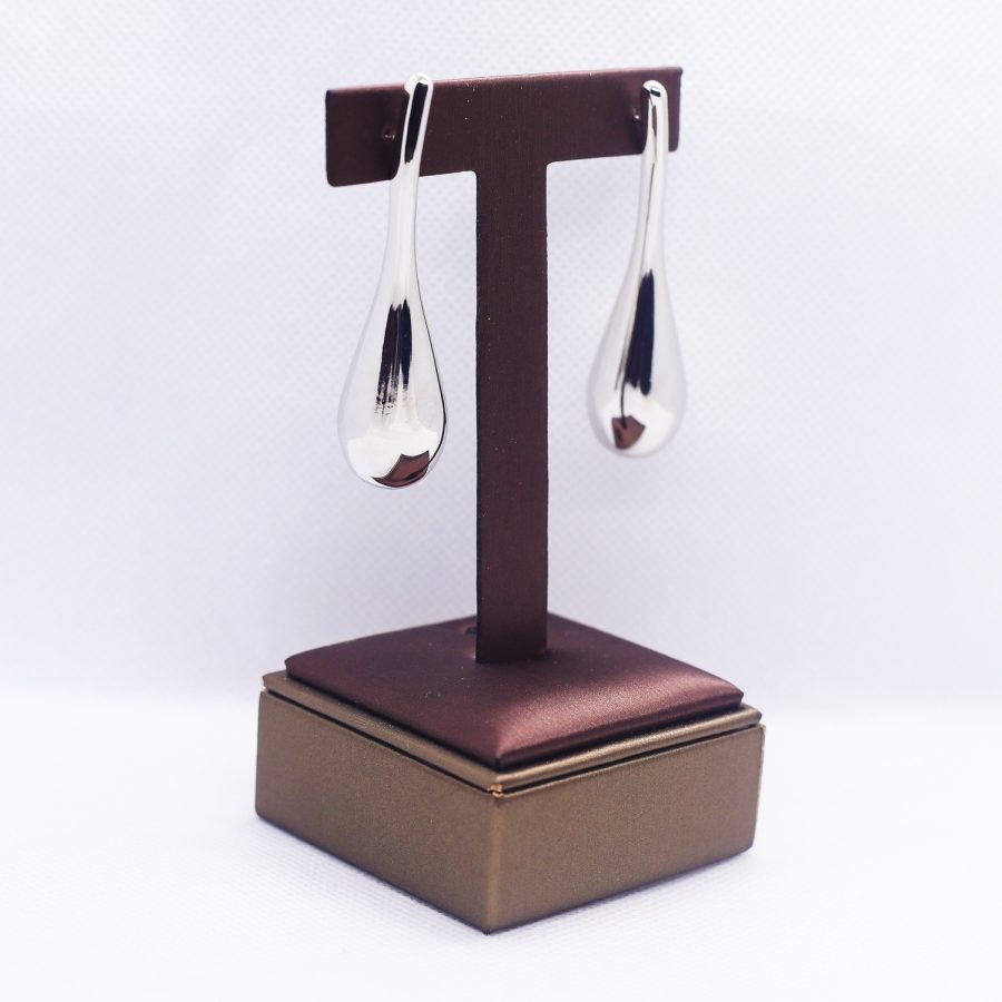 Long drop Silver earrings - Image 2