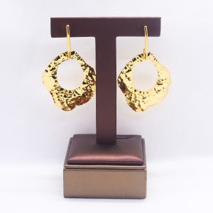 Hammered golden drop earrings