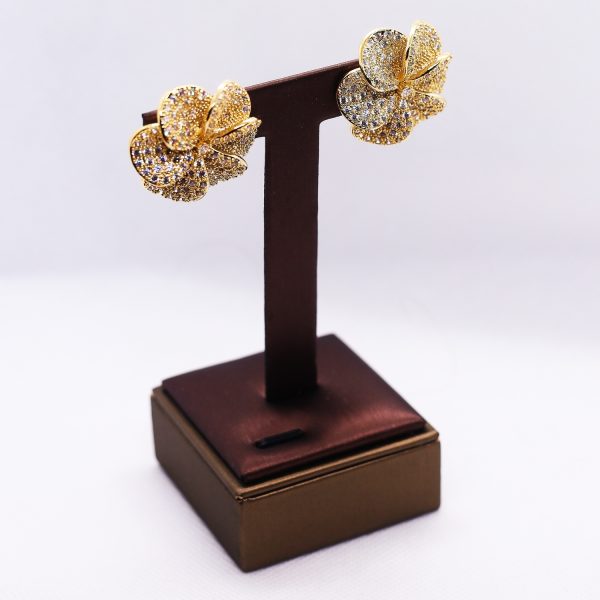 Golden Frangipani  Cubic Zirconium earrings - Image 2