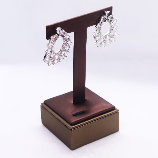 Silver drop Cubic Zirconium earrings - Image 2