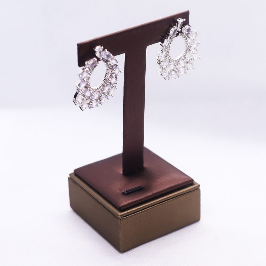 Silver drop Cubic Zirconium earrings - Image 2