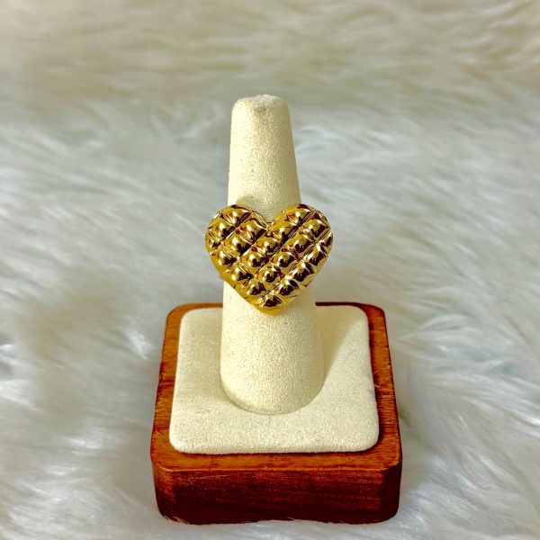 Quilted heart chunky ring