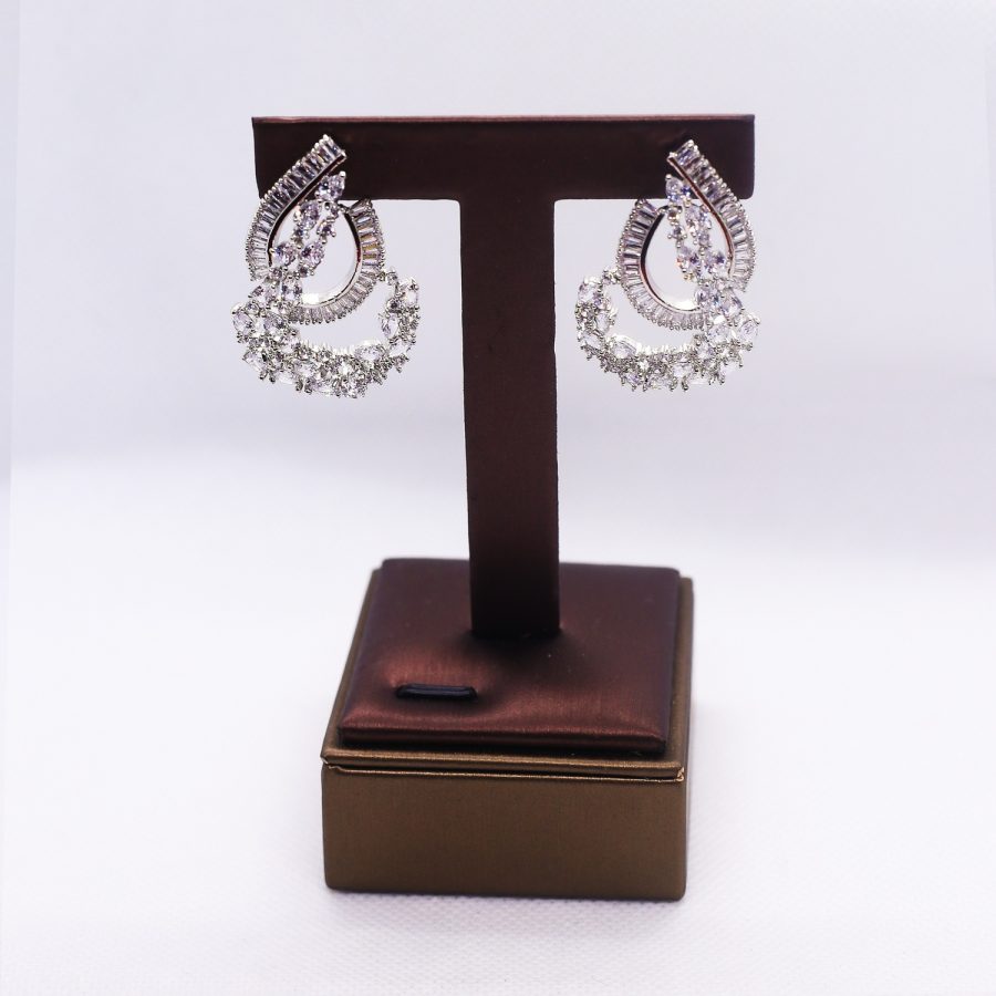 Statement Double pear Cubic Zirconium earrings