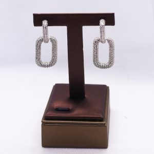 Silver Orchid bloom Cubic Zirconium earrings
