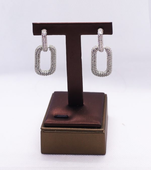 Silver Orchid bloom Cubic Zirconium earrings