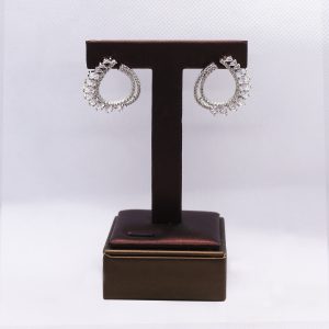 Silver Link chainEarrings Cubic Zirconium