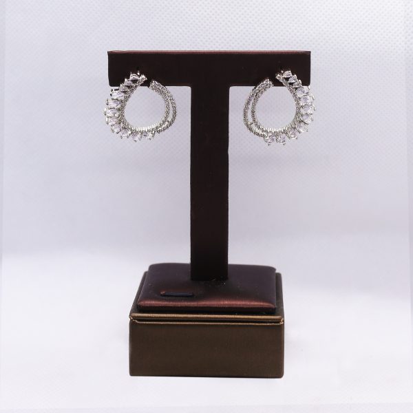 Silver Link chainEarrings Cubic Zirconium