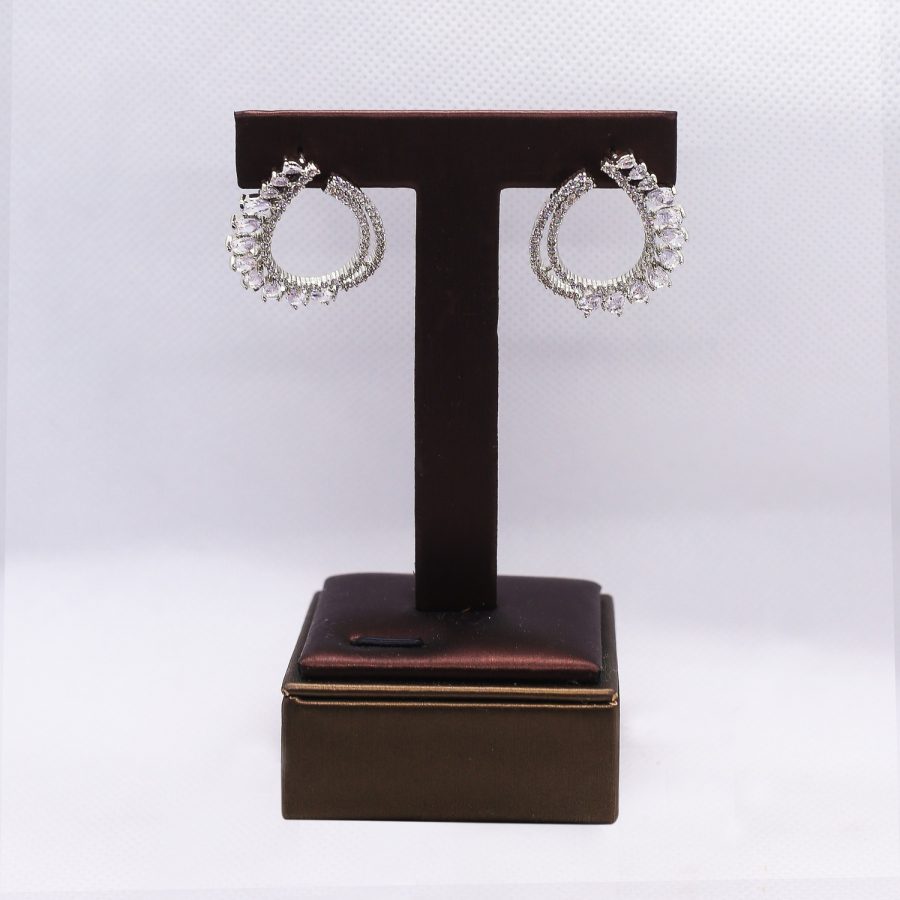 Crystal Crest silver earrings in Cubic Zirconium