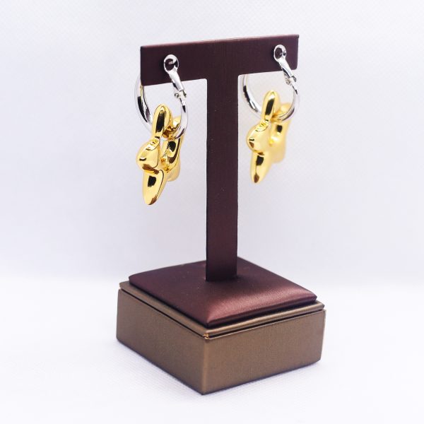 Star two-way hoop duo-tone earrings - Image 2