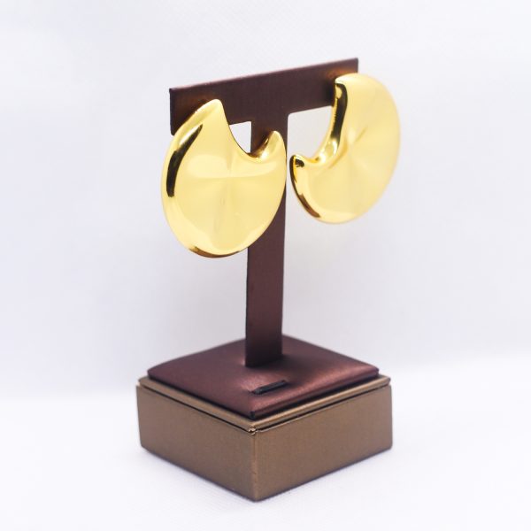 Chunky golden Lily pad earrings - Image 2