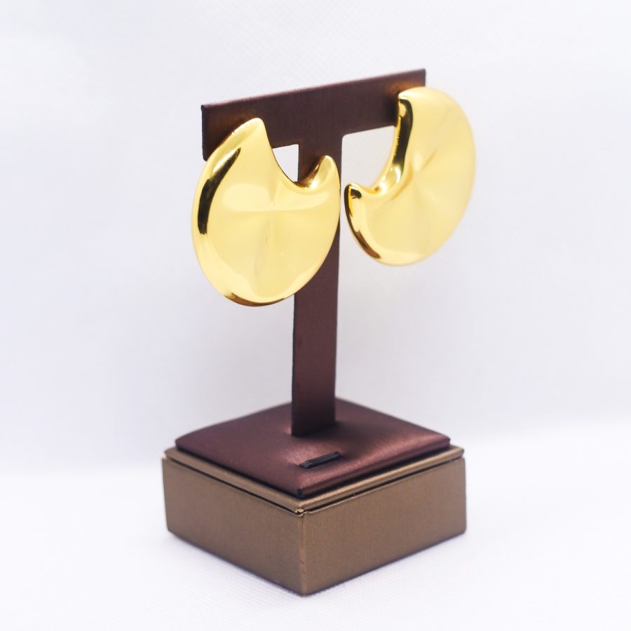Chunky golden Lily pad earrings - Image 2