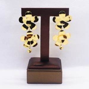 Golden floral bloom statement earrings