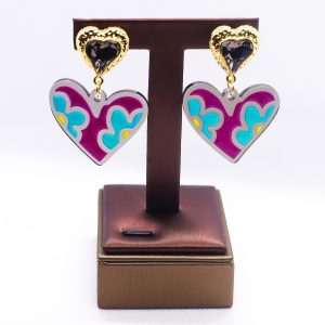 Floral double heart earrings