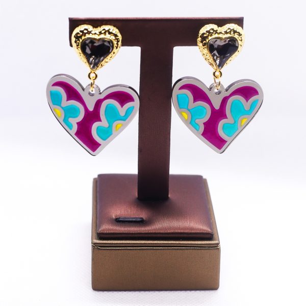 Floral double heart earrings