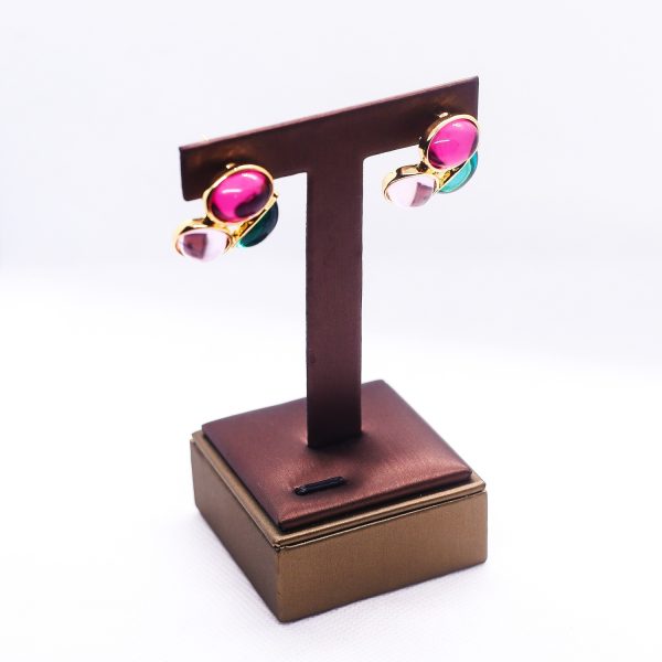 Multi gem combined stone earrings - Image 2