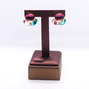 Multi gem combined stone earrings