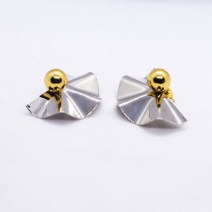 Duo tone Silver flower two way earrings