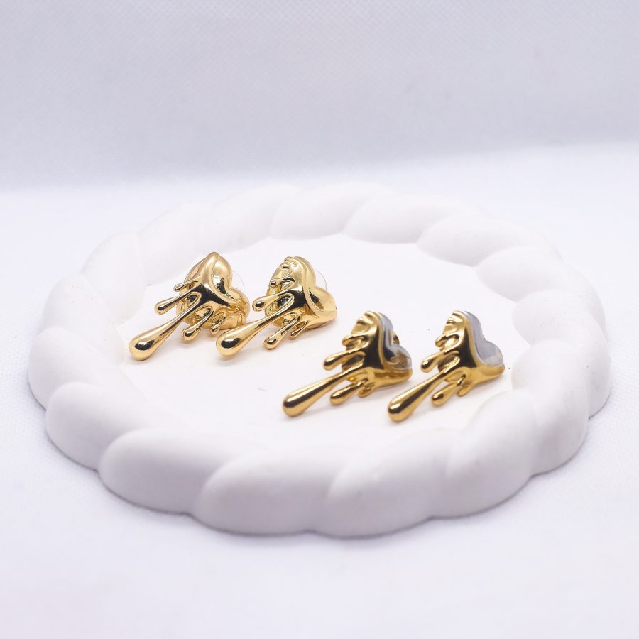 Golden Melting heart earrings - Image 3