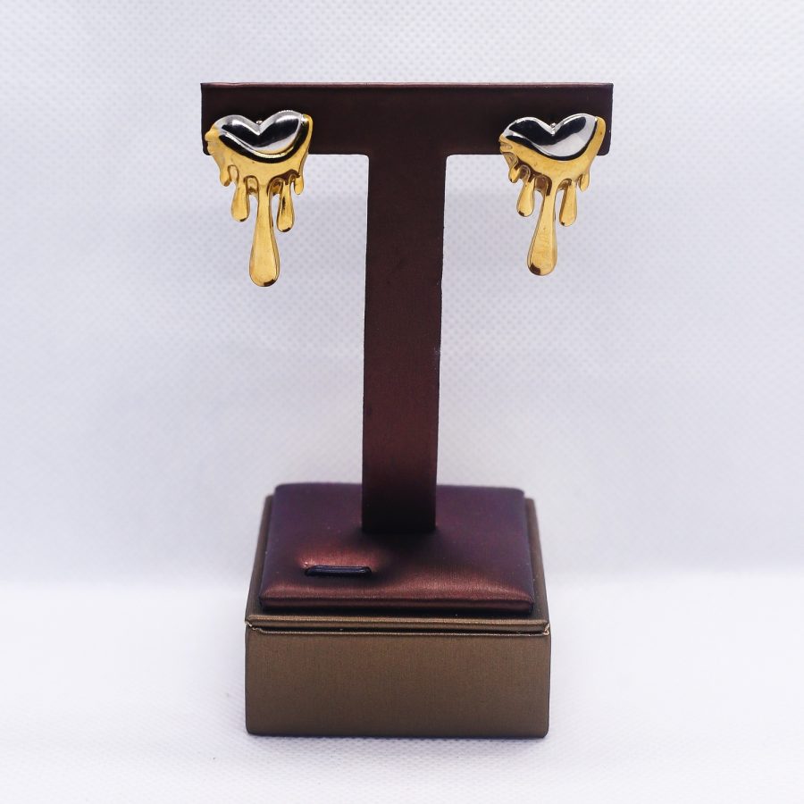 Duo-tone melting heart earrings