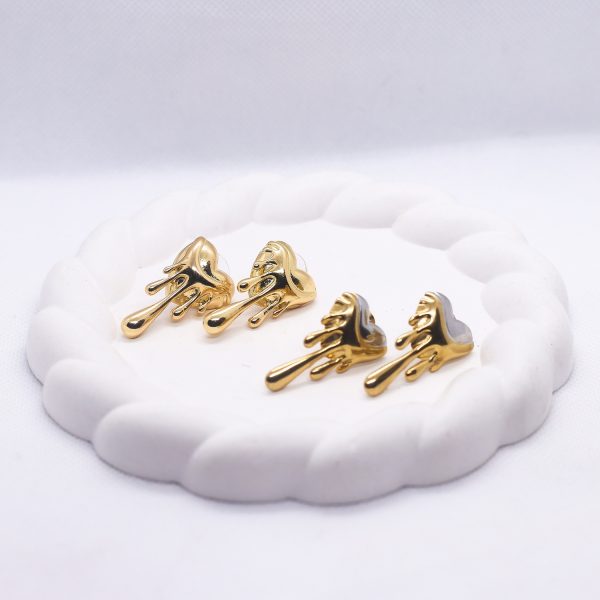 Golden Melting heart earrings - Image 3