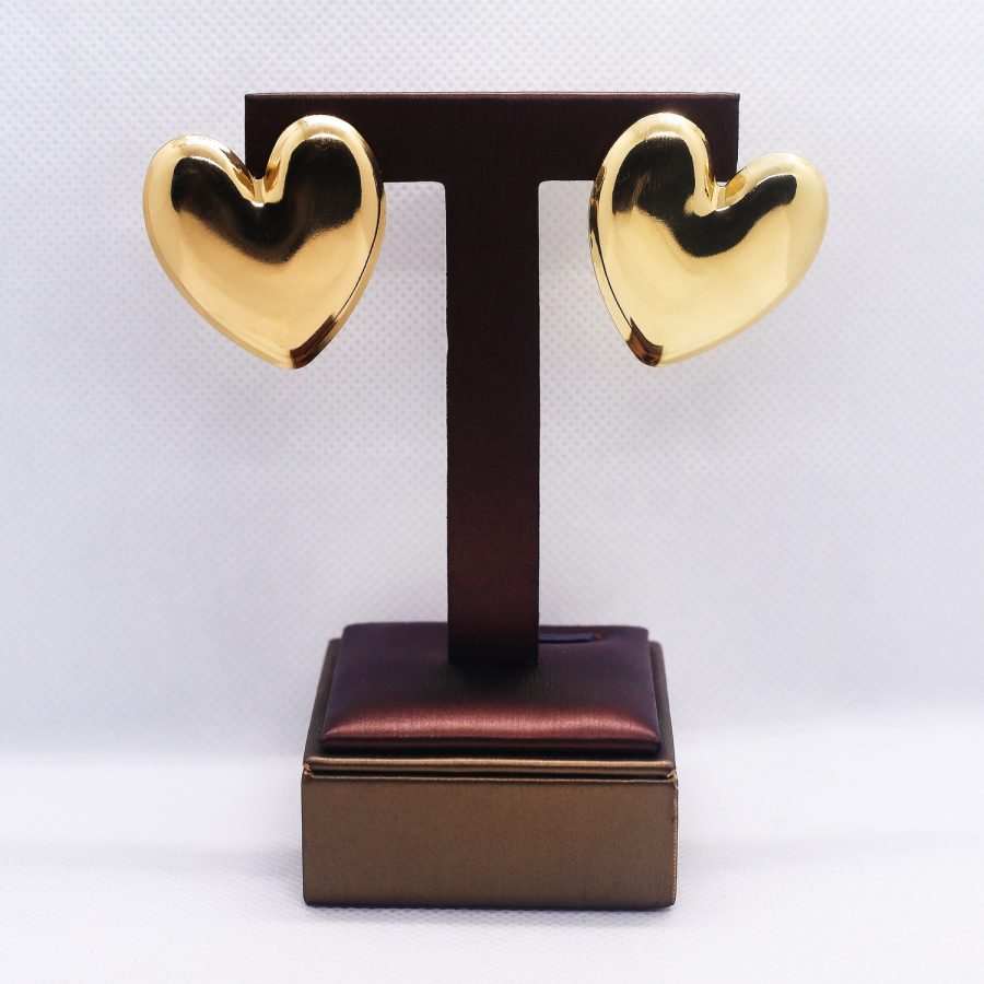 Golden heart large earrings - Image 2